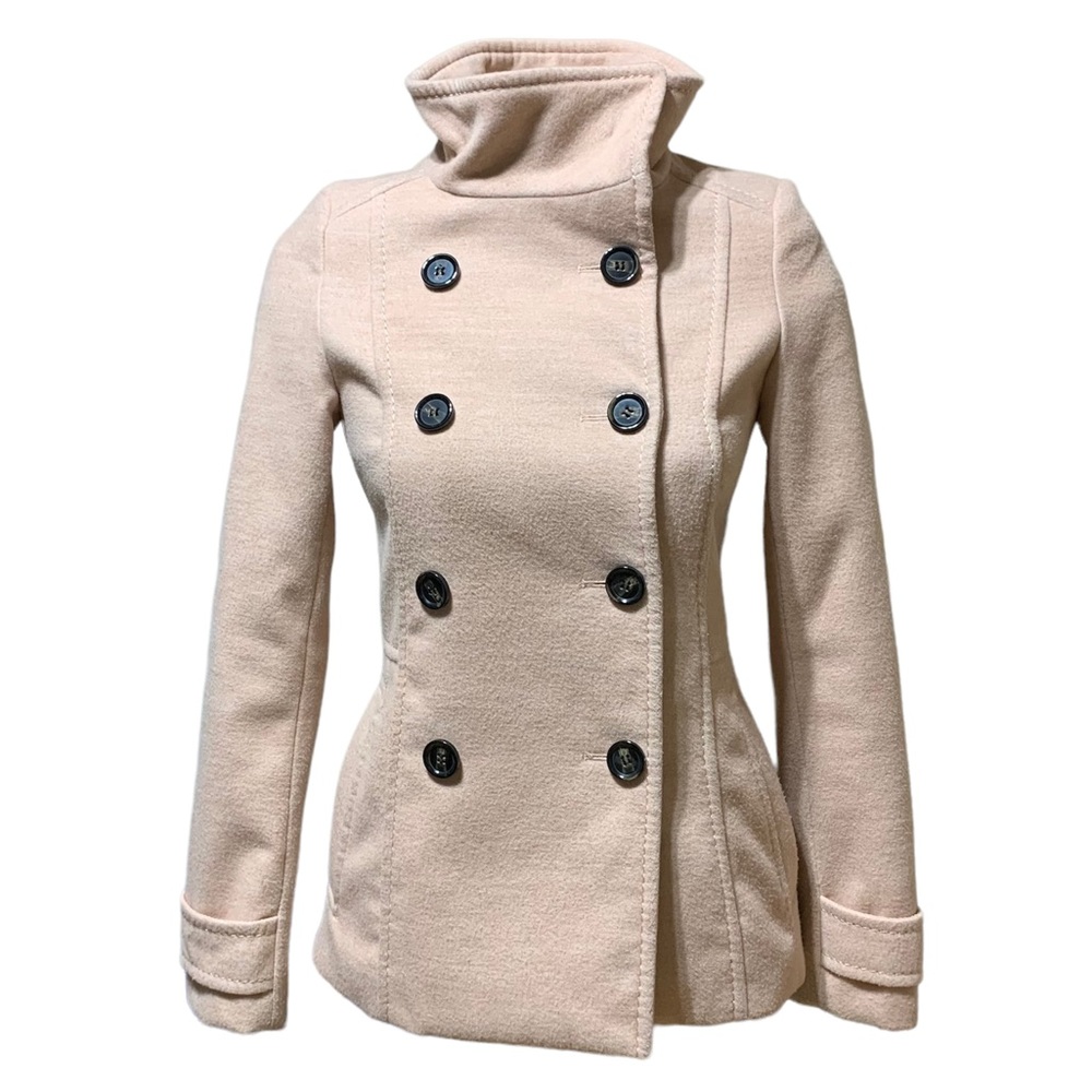 EUC H&M Nude Pink Double Breasted Pea Coat Size 4